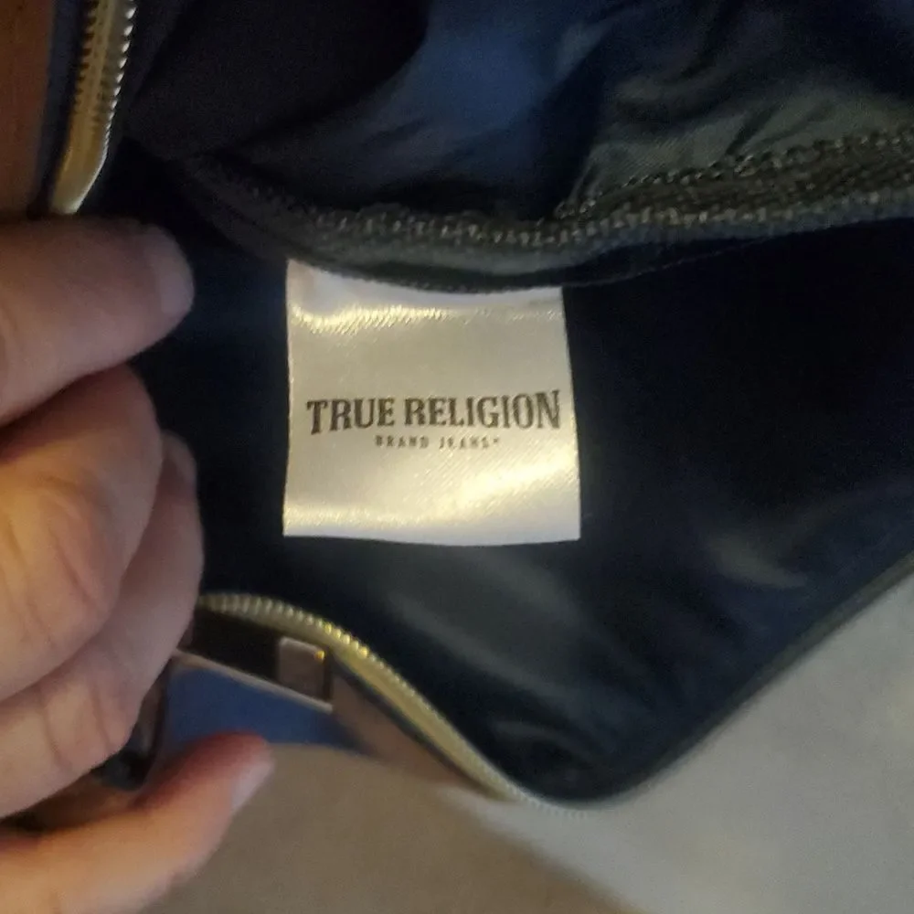 True Religion Travel Cosmetics Bag Purse Denim